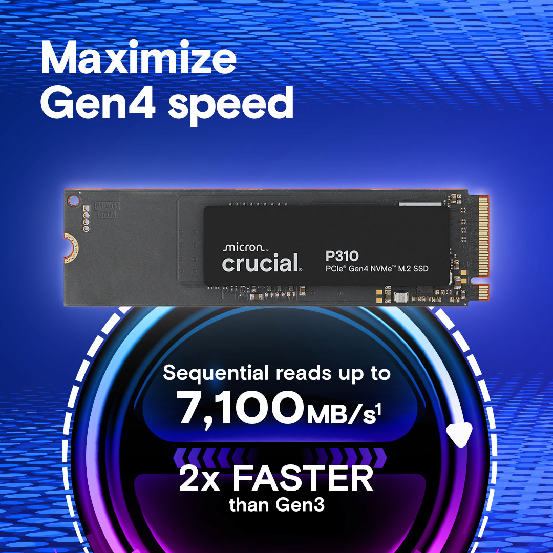 Crucial P310 1TB PCIe Gen4 NVMe 2280 M.2 SSD