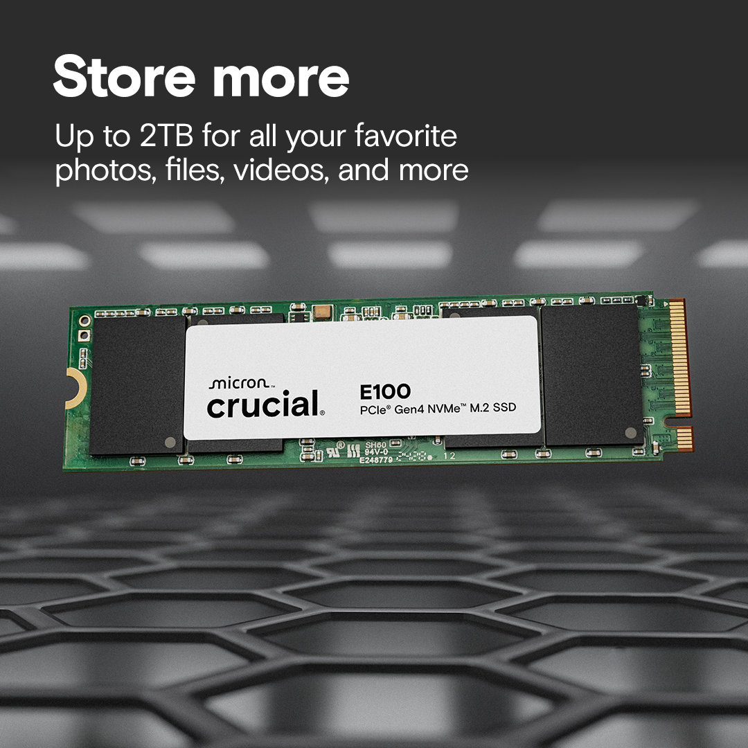 Crucial E100 480GB PCIe Gen4 NVMe M.2 SSD