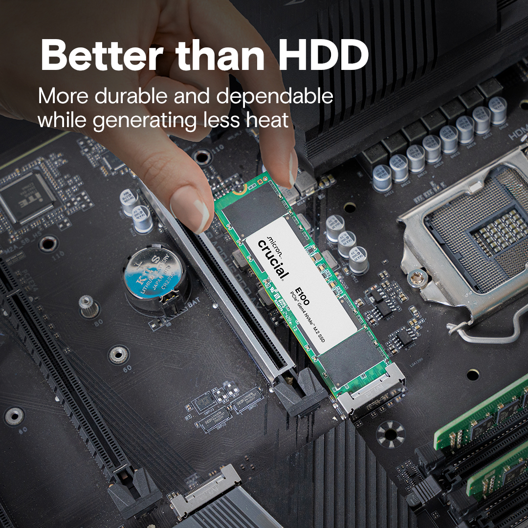 Crucial E100 480GB PCIe Gen4 NVMe M.2 SSD