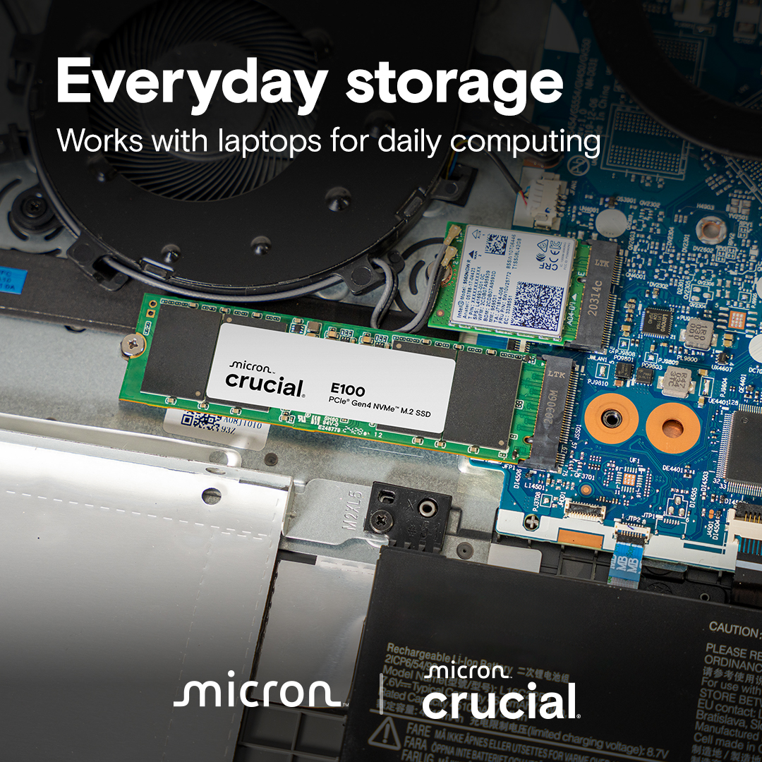 Crucial E100 480GB PCIe Gen4 NVMe M.2 SSD