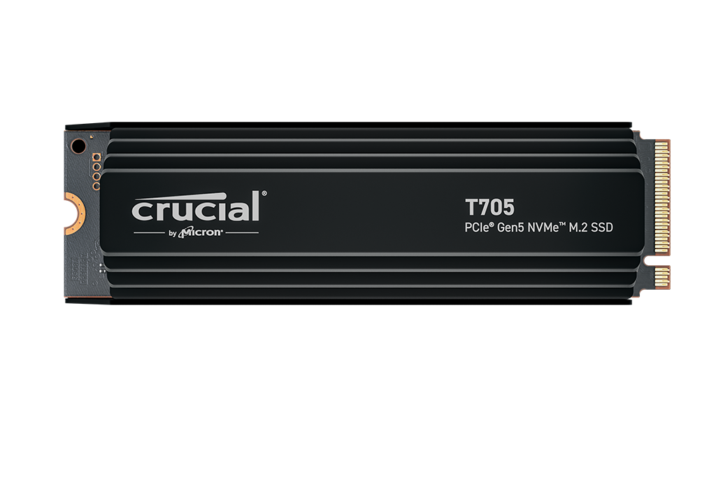 Crucial T705 2TB PCIe Gen5 NVMe M.2 SSD with heatsink