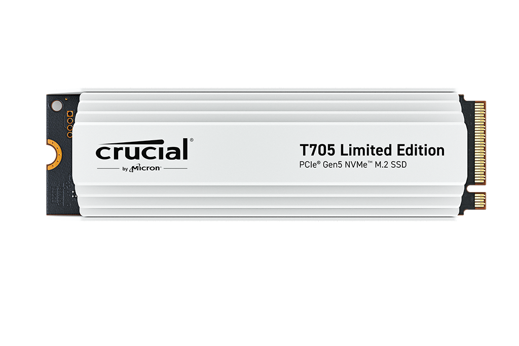 Crucial T705 PCIe 5.0 NVMe M.2 SSD with limited edition white heatsink