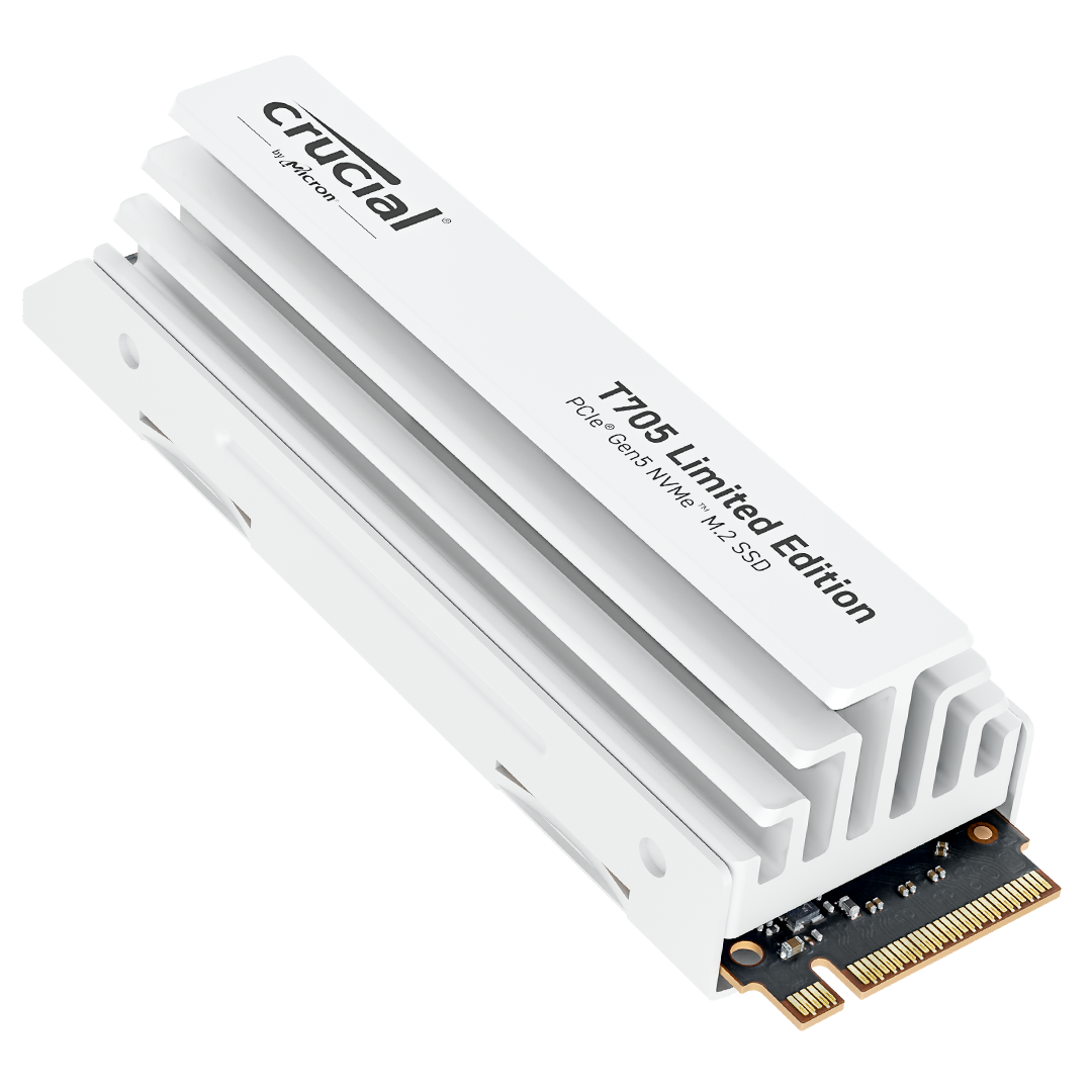 Crucial T705 PCIe 5.0 NVMe M.2 SSD with limited edition white heatsink