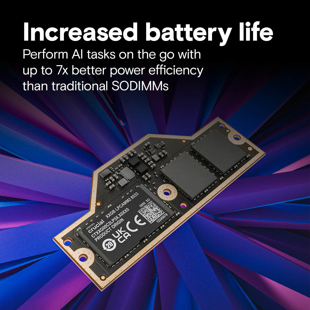 Crucial LPCAMM2 8533MT/s 32GB LPDDR5 DRAM