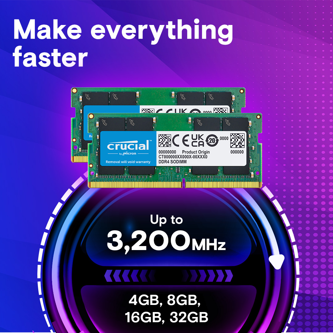 Crucial 64GB Kit (32GBx2) DDR4-3200 SODIMM