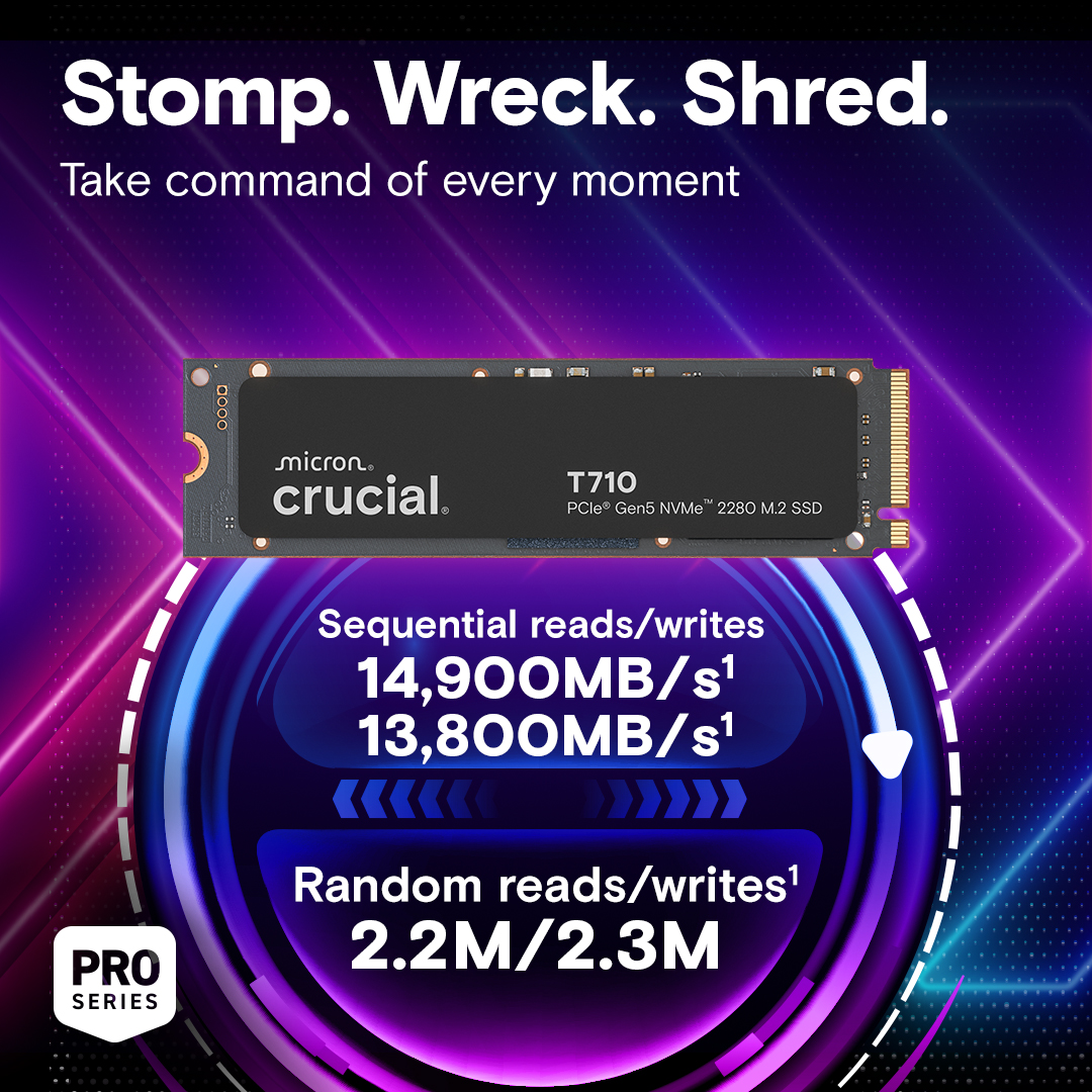 Crucial T710 2TB PCIe Gen5 NVMeÂ® 2280 M.2 SSD