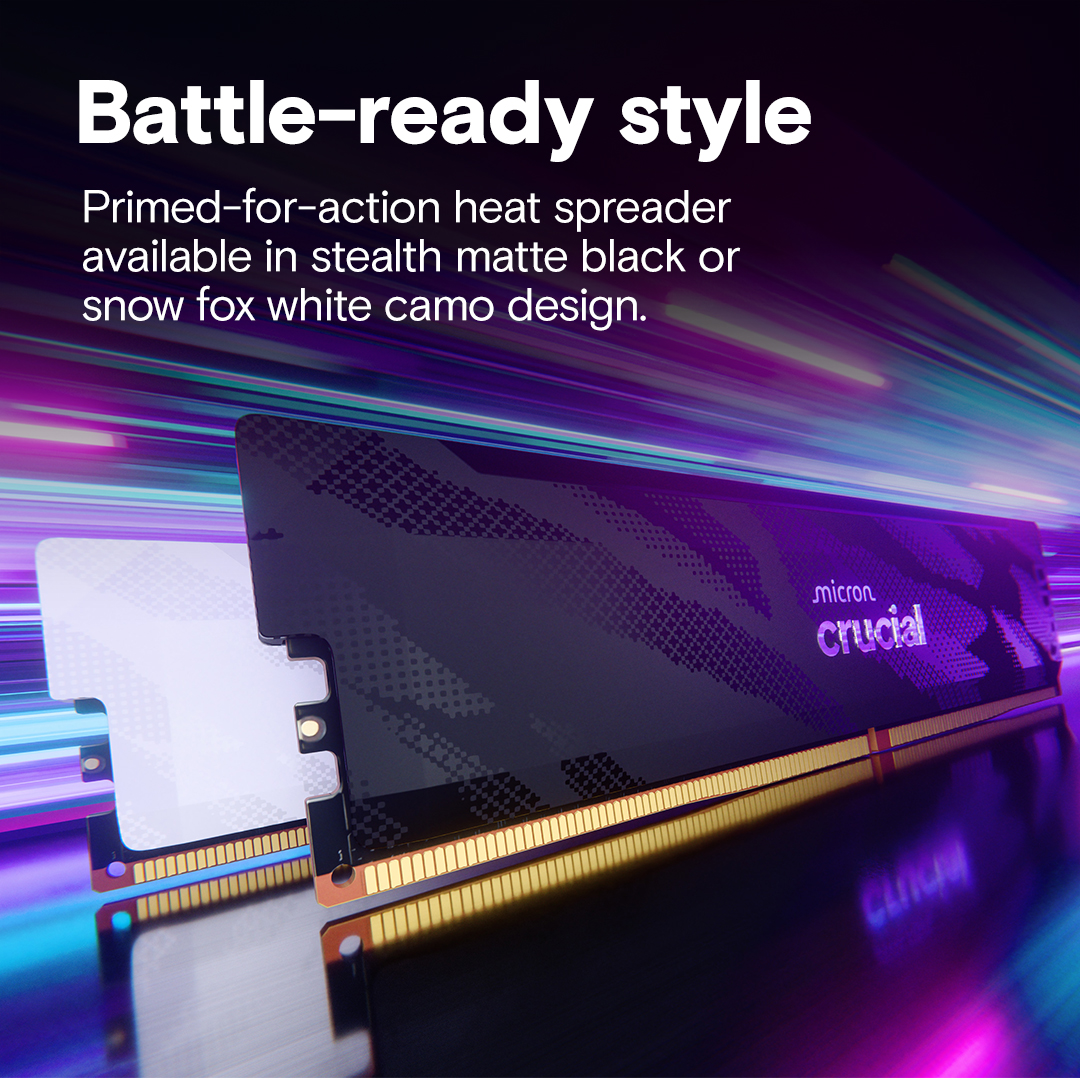 Crucial Pro DDR5-6400 CL32 32GB Kit (16GBx2) UDIMM: OC Gaming Memory White