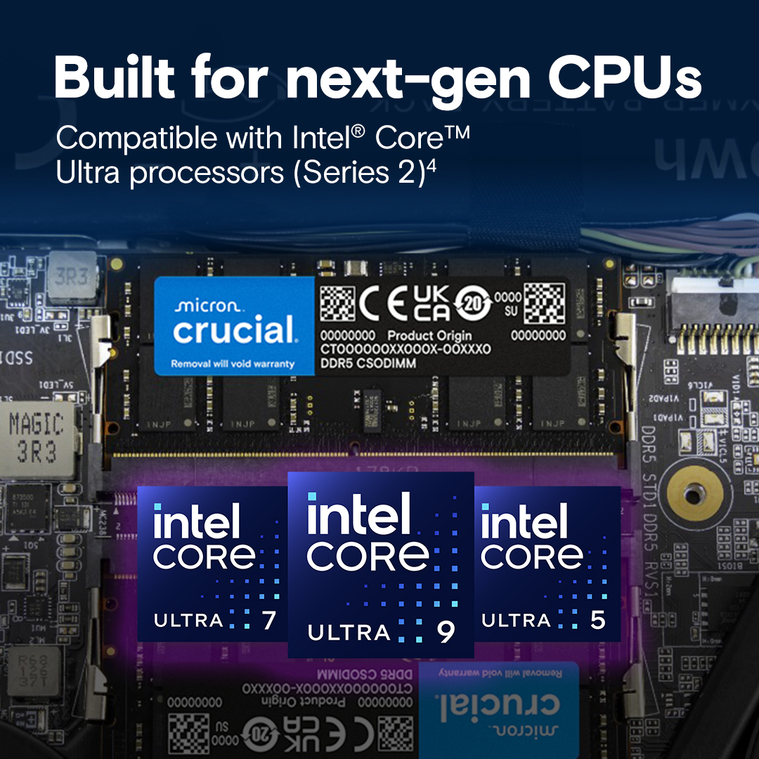 Crucial 16GB DDR5-6400 CSODIMM 3 Crucial 16GB DDR5-6400 CSODIMM